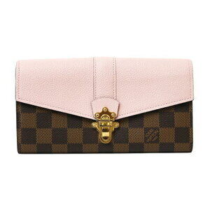 Louis Vuitton Damier Canvas Long Wallet Portefeuille Clapton Brown Pink